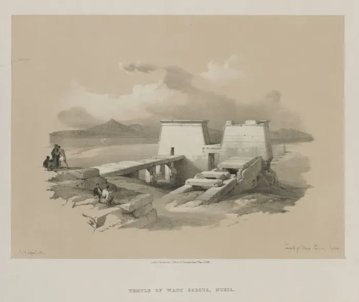 Framed Print : Egypt and Nubia, Volume I: Temple of Wady Saboua, Nubia, 1846. Creator: Louis Haghe (British Framed Print : Egypt and Nubia, Volume I: Temple of Wady Saboua, Nubia, 1846. Creator: Louis Haghe (British