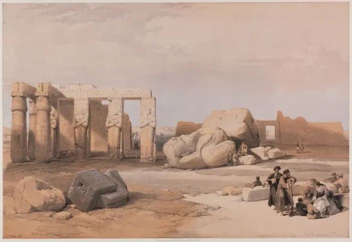 Framed Print : Egypt and Nubia, Volume II: Fragments of the Great Colossi at the Memnonium, Thebes, 1847 Framed Print : Egypt and Nubia, Volume II: Fragments of the Great Colossi at the Memnonium, Thebes, 1847