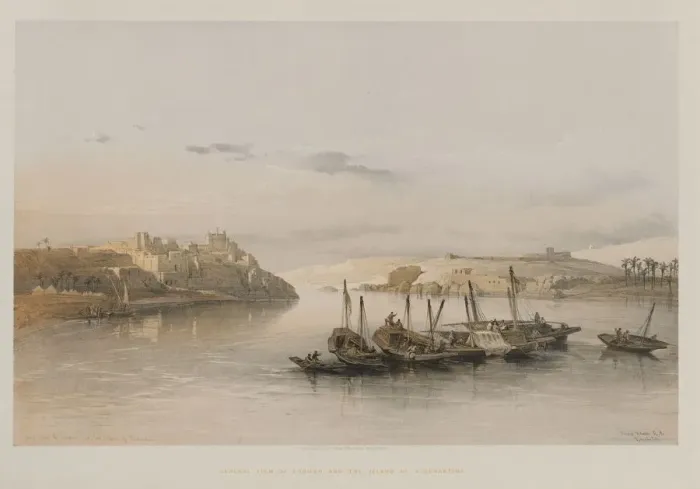 Framed Print : Egypt and Nubia, Volume II: General View of Esouan and the Island of Elephantine, 1848 Framed Print : Egypt and Nubia, Volume II: General View of Esouan and the Island of Elephantine, 1848