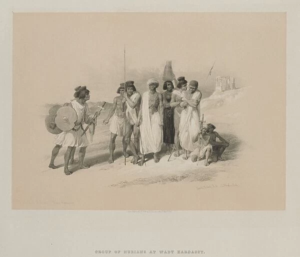 Egypt and Nubia, Volume II: Group of Nubians-Wady Kardasey, 1847. Creator: Louis Haghe (British
