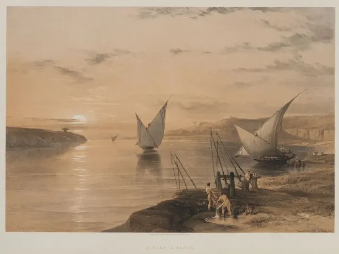 Framed Print : Egypt and Nubia, Volume II: Hagar Setsilis, 1847. Creator: Louis Haghe (British, 1806-1885); F Framed Print : Egypt and Nubia, Volume II: Hagar Setsilis, 1847. Creator: Louis Haghe (British, 1806-1885); F