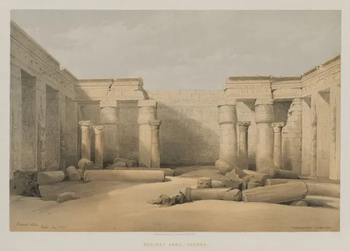 Framed Print : Egypt and Nubia, Volume II: Medinet Abou, Thebes, 1847. Creator: Louis Haghe (British Framed Print : Egypt and Nubia, Volume II: Medinet Abou, Thebes, 1847. Creator: Louis Haghe (British