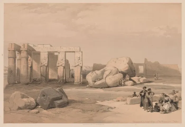 Framed Print : Egypt and Nubia: Volume II - No. 4, Fragments of the Great Colossi, at the Memnonium, 1838 Framed Print : Egypt and Nubia: Volume II - No. 4, Fragments of the Great Colossi, at the Memnonium, 1838