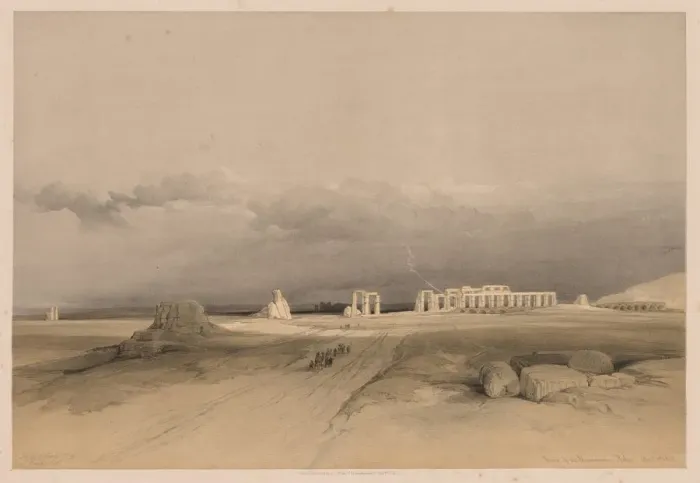 Framed Print : Egypt and Nubia: Volume II - No. 8, Ruins of the Memnonium, Thebes, 1838. Creator Framed Print : Egypt and Nubia: Volume II - No. 8, Ruins of the Memnonium, Thebes, 1838. Creator