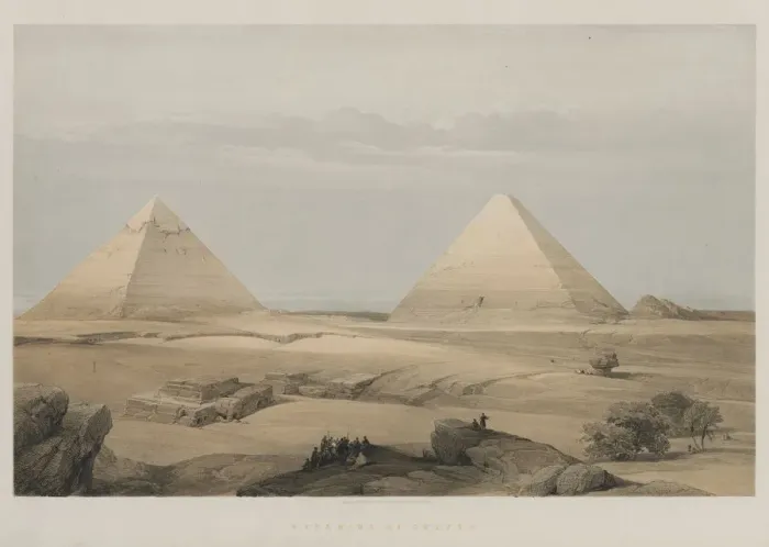 Framed Print : Egypt and Nubia, Volume II: Pyramids of Geezeh, 1848. Creator: Louis Haghe (British, 1806-1885); F