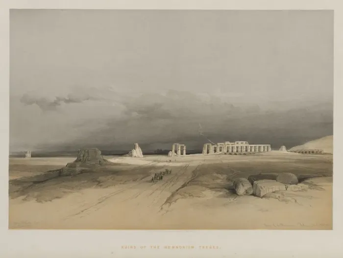 Framed Print : Egypt and Nubia, Volume II: Ruins of Memnonium, Thebes, 1847. Creator: Louis Haghe (British Framed Print : Egypt and Nubia, Volume II: Ruins of Memnonium, Thebes, 1847. Creator: Louis Haghe (British