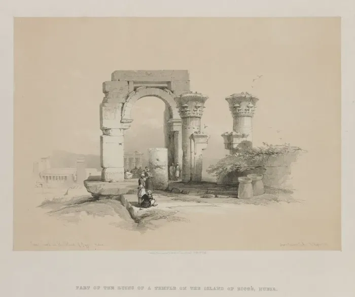 Framed Print : Egypt and Nubia, Volume II: Ruins - Temple on the Island of Biggeh, Nubia, 1847. Creator Framed Print : Egypt and Nubia, Volume II: Ruins - Temple on the Island of Biggeh, Nubia, 1847. Creator