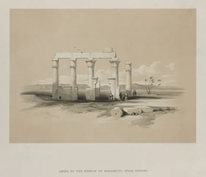 Framed Print : Egypt and Nubia, Volume II: Ruins of the Temple of Madamoud, at Thebes, 1847. Creator Framed Print : Egypt and Nubia, Volume II: Ruins of the Temple of Madamoud, at Thebes, 1847. Creator