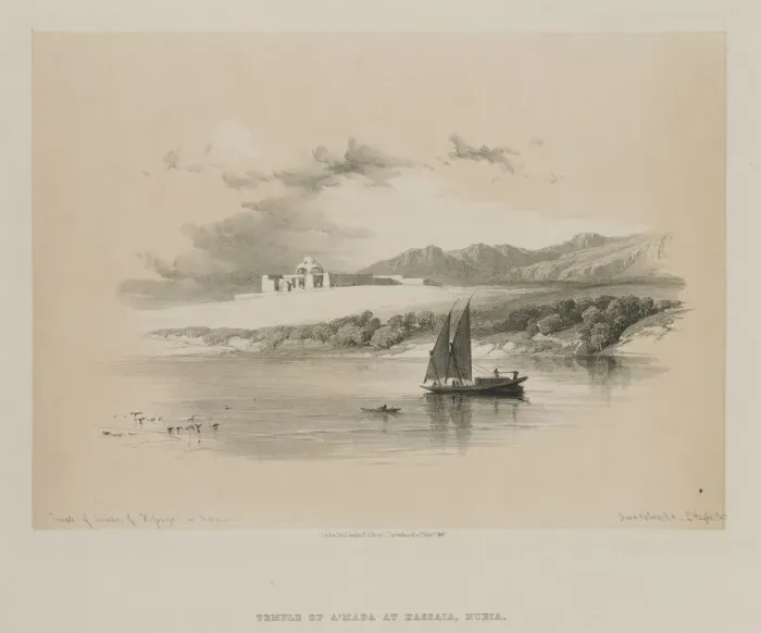Framed Print : Egypt and Nubia, Volume II: Temple of Amdda, of Hassaya in Nubia, 1847. Creator: Louis Haghe Framed Print : Egypt and Nubia, Volume II: Temple of Amdda, of Hassaya in Nubia, 1847. Creator: Louis Haghe