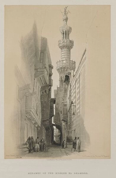 Egypt and Nubia, Volume III: The Minaret of the Mosque El Rhamree, 1848. Creator: Louis Haghe
