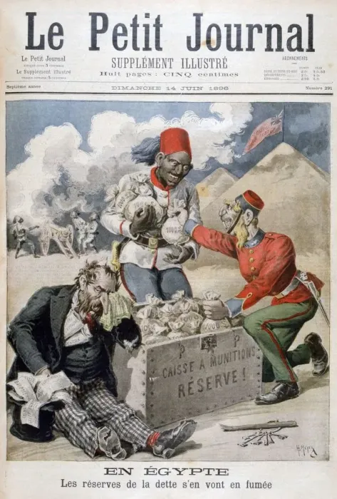 Framed Print : In Egypt: The Reserves of the Debt Going up in Smoke, 1896. Artist: Henri Meyer Framed Print : In Egypt: The Reserves of the Debt Going up in Smoke, 1896. Artist: Henri Meyer