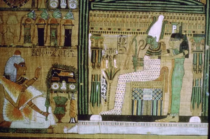 Framed Print : Egyptian Book of the Dead of the deceased kneeling before the gods of the underworld Framed Print : Egyptian Book of the Dead of the deceased kneeling before the gods of the underworld