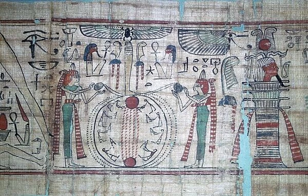 Part of the Egyptian book of the dead, showing labour in the Elysian fields