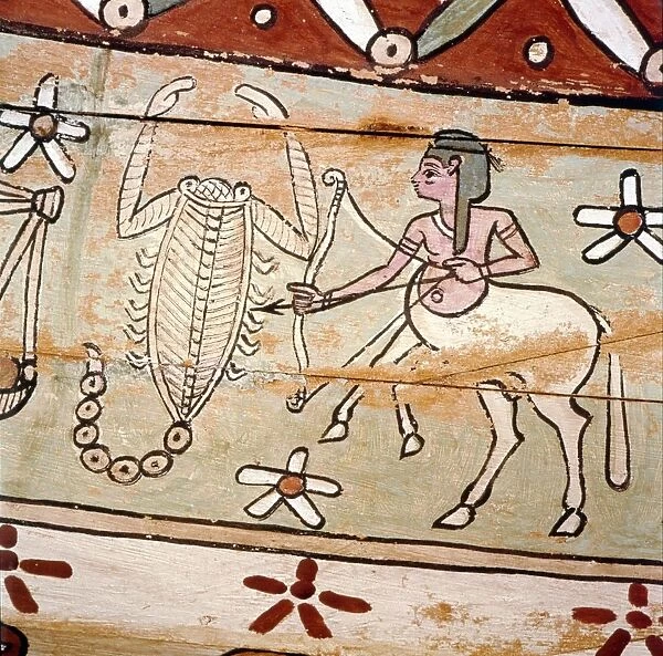 Egyptian coffin detail of Zodiac Signs Scorpio and Sagittarius, 2nd century