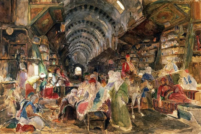 Framed Print : The Egyptian or drug bazaar at Constantinople, 1830-1870. Creator: John Frederick Lewis Framed Print : The Egyptian or drug bazaar at Constantinople, 1830-1870. Creator: John Frederick Lewis