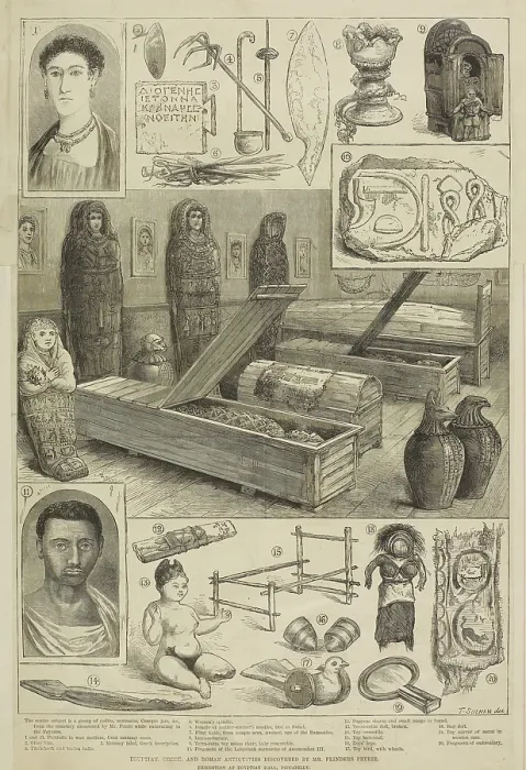 Framed Print : Egyptian, Greek and Roman Antiquities on display at the Egyptian Hall, Piccadilly, 1888. Creator: Unknown Framed Print : Egyptian, Greek and Roman Antiquities on display at the Egyptian Hall, Piccadilly, 1888. Creator: Unknown