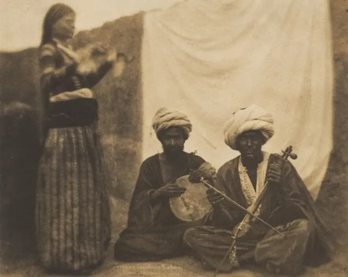 Framed Print : Egyptian Musicians (Rawabi) and Almee, February 20, 1852 Framed Print : Egyptian Musicians (Rawabi) and Almee, February 20, 1852