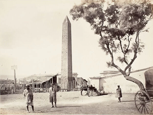 Egyptian Obelisk, Cleopatras Needle, in Alexandria, Egypt, ca. 1870