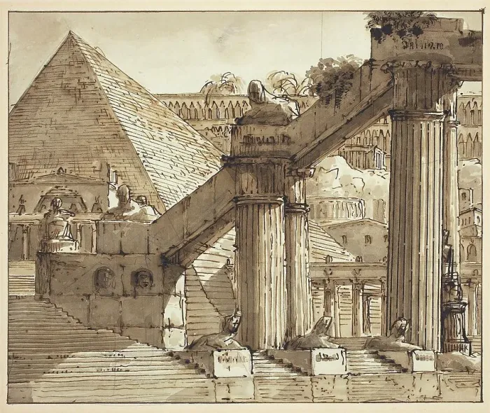 Framed Print : Egyptian Stage Design, 1800 / 1810. Creator: Pietro Gonzaga Framed Print : Egyptian Stage Design, 1800 / 1810. Creator: Pietro Gonzaga