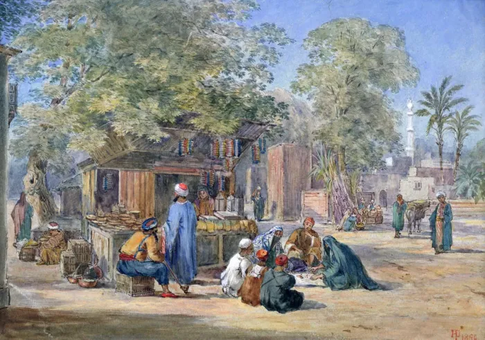 Framed Print : Egyptian Village, 1869. Artist: Henry Pilleau Framed Print : Egyptian Village, 1869. Artist: Henry Pilleau