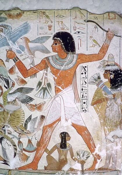 Egyptian wall-painting of fowling