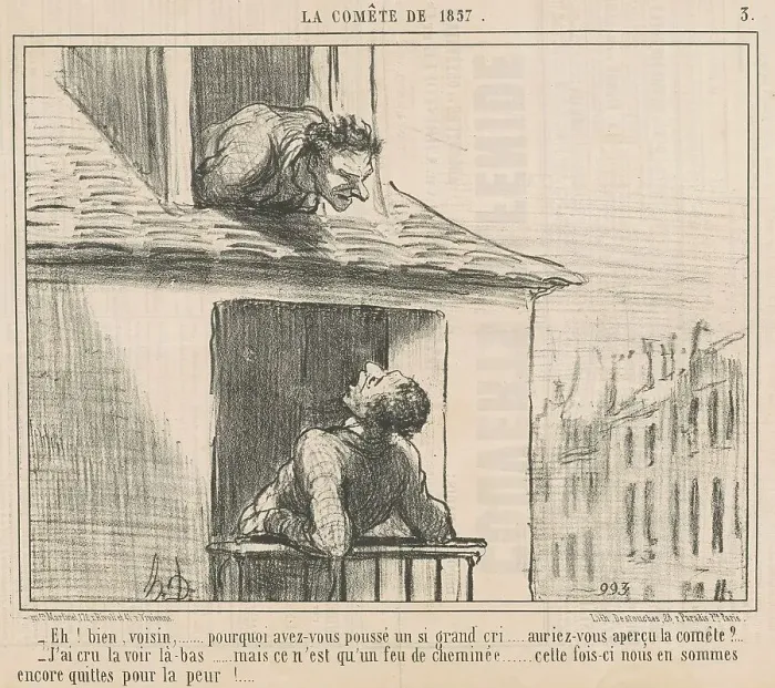 Framed Print : Eh! Bien, voisin... pourquoi avez-vous poussé... 19th century. Creator: Honore Daumier Framed Print : Eh! Bien, voisin... pourquoi avez-vous poussé... 19th century. Creator: Honore Daumier