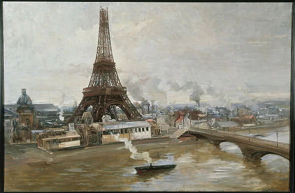 Eiffel Tower and the Champ-de-Mars, in January 1889. Creator: Paul Louis Delance