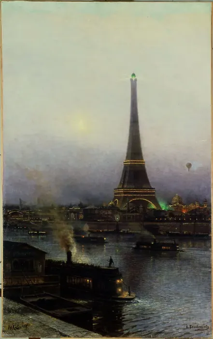 Framed Print : The Eiffel Tower, at night, 1889. Creator: Aleksey Bogolyubov Framed Print : The Eiffel Tower, at night, 1889. Creator: Aleksey Bogolyubov
