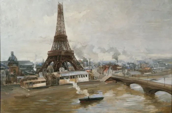 Framed Print : The Eiffel Tower seen from the Seine, 1889. Creator: Delance, Paul-Louis (1848-1924) Framed Print : The Eiffel Tower seen from the Seine, 1889. Creator: Delance, Paul-Louis (1848-1924)