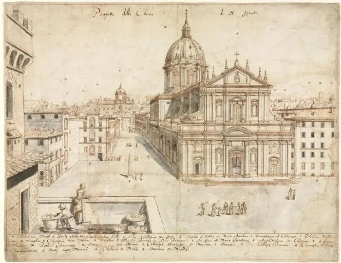 Framed Print : Eighteen Views of Rome: The Church of SantIgnazio, 1665. Creator: Lievin Cruyl (Flemish, c Framed Print : Eighteen Views of Rome: The Church of SantIgnazio, 1665. Creator: Lievin Cruyl (Flemish, c