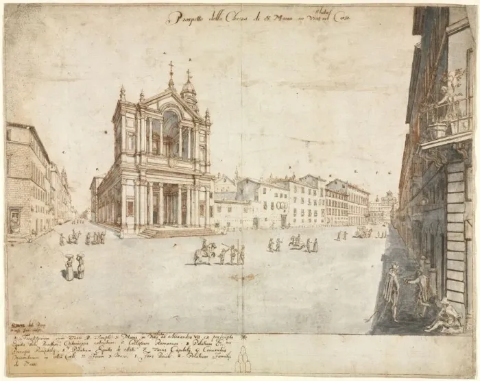 Framed Print : Eighteen Views of Rome: Santa Maria in Via Lata, 1665. Creator: Lievin Cruyl (Flemish, c Framed Print : Eighteen Views of Rome: Santa Maria in Via Lata, 1665. Creator: Lievin Cruyl (Flemish, c