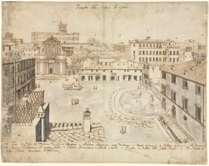 Framed Print : Eighteen Views of Rome: The Trevi Fountain, 1665. Creator: Lievin Cruyl (Flemish, c Framed Print : Eighteen Views of Rome: The Trevi Fountain, 1665. Creator: Lievin Cruyl (Flemish, c