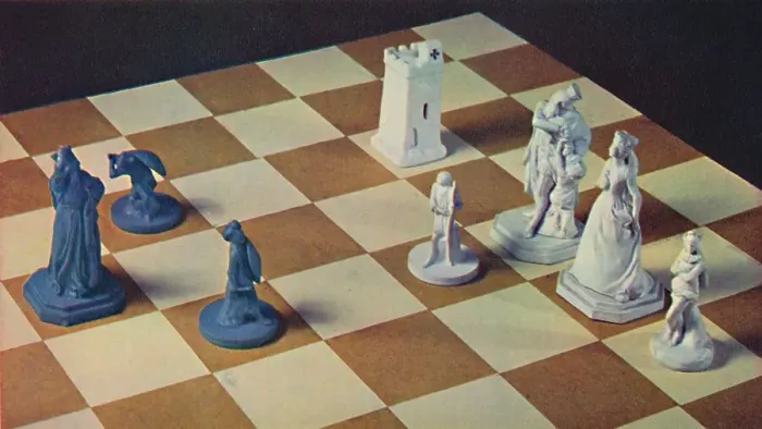 Framed Print : Eighteenth-Century Chessmen in Blue and White Stoneware, 1948 Framed Print : Eighteenth-Century Chessmen in Blue and White Stoneware, 1948