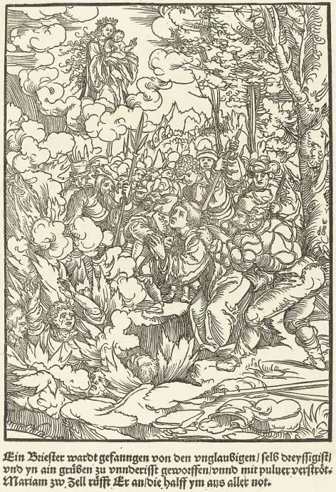 Framed Print : Ein Briester wardt gefanngen... c. 1503. Creator: Master of the Legend Scenes Framed Print : Ein Briester wardt gefanngen... c. 1503. Creator: Master of the Legend Scenes
