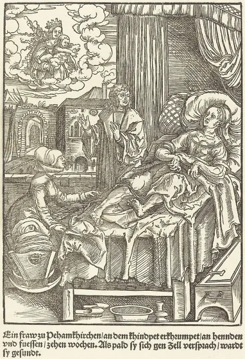 Framed Print : Ein fraw zu Peham Kirchen... c. 1503. Creator: Master of the Legend Scenes Framed Print : Ein fraw zu Peham Kirchen... c. 1503. Creator: Master of the Legend Scenes