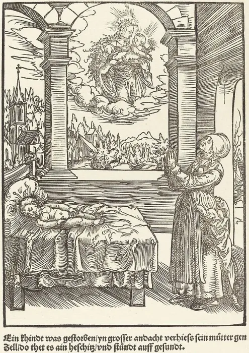 Framed Print : Ein Khindt was gestorben... c. 1503. Creator: Master of the Legend Scenes Framed Print : Ein Khindt was gestorben... c. 1503. Creator: Master of the Legend Scenes