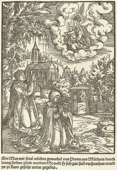 Framed Print : Ein Man mit seine eelicheu gemachel... c. 1503. Creator: Master of the Legend Scenes Framed Print : Ein Man mit seine eelicheu gemachel... c. 1503. Creator: Master of the Legend Scenes