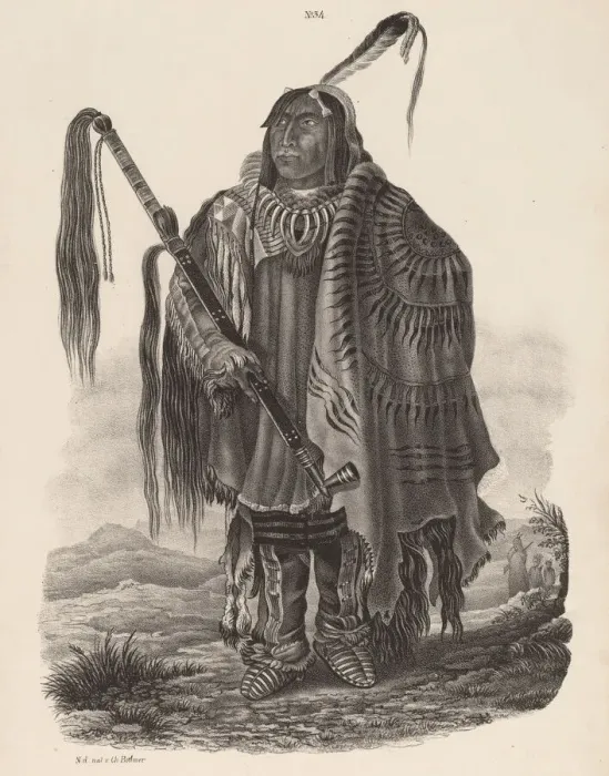 Framed Print : Ein Monitari Indianer, 1839. Creator: Karl Bodmer Framed Print : Ein Monitari Indianer, 1839. Creator: Karl Bodmer
