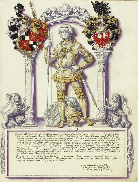 Framed Print : Eitelfriedrich V Hohenzollern; Chronicle of the Hohenzollern Family, about 1572. Creator: Jorg Ziegler Framed Print : Eitelfriedrich V Hohenzollern; Chronicle of the Hohenzollern Family, about 1572. Creator: Jorg Ziegler