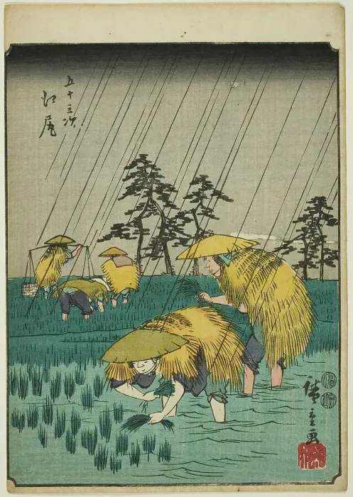Framed Print : Ejiri, from the series Fifty-three Stations [of the Tokaido] (Gojusan tsugi), also known... 1852. Creator: Ando Hiroshige. Ejiri, from the series Fifty-three Stations [of the Tokaido] (Gojusan tsugi), also known... 1852