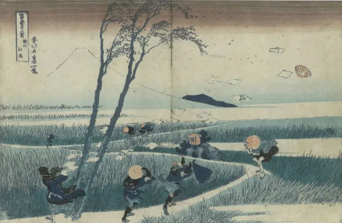 Framed Print : Ejiri in the Suruga province (from the series Thirty-Six Views of Mt Fuji), c. 1830. Artist: Hokusai, Katsushika (1760-1849) Framed Print : Ejiri in the Suruga province (from the series Thirty-Six Views of Mt Fuji), c. 1830. Artist: Hokusai, Katsushika (1760-1849)
