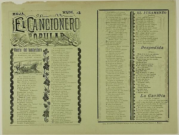El cancionero popular, hoja num. 4 (The Popular Songbook, Sheet No. 4), n.d. Creator: Manuel Manilla