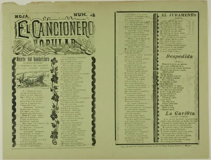 Framed Print : El cancionero popular, hoja num. 4 (The Popular Songbook, Sheet No. 4), n.d. Creator: Manuel Manilla Framed Print : El cancionero popular, hoja num. 4 (The Popular Songbook, Sheet No. 4), n.d. Creator: Manuel Manilla