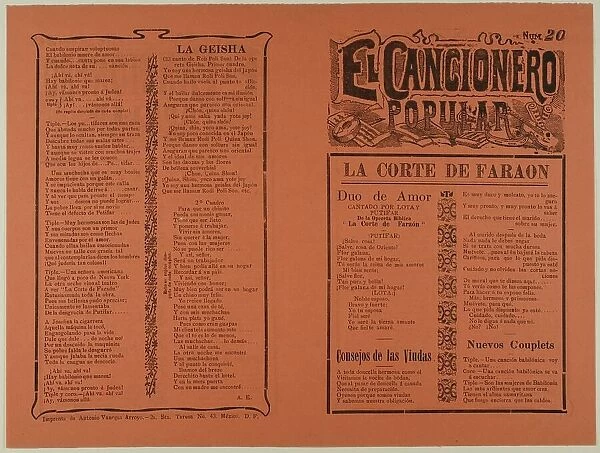 El cancionero popular, num. 20 (The Popular Songbook, no. 20), n.d. Creator: Unknown