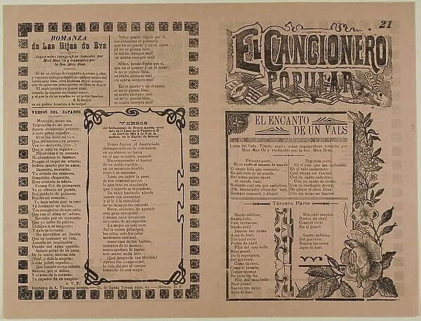 El cancionero popular, num. 21 (The Popular Songbook, No. 21), n.d. Creators: Manuel Manilla, José Guadalupe Posada