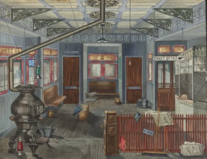 Framed Print : El Station Interior, 1935 / 1942. Creator: Perkins Harnly Framed Print : El Station Interior, 1935 / 1942. Creator: Perkins Harnly