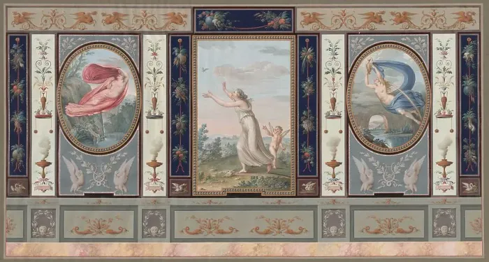 Framed Print : Elaborate Wall Decoration with Endymion and Hebe, c. 1800. Creator: Tommaso Bigatti Framed Print : Elaborate Wall Decoration with Endymion and Hebe, c. 1800. Creator: Tommaso Bigatti