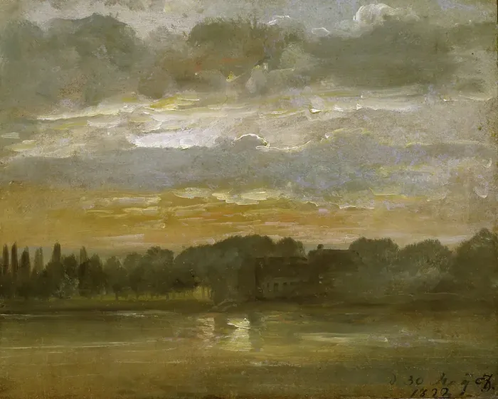 Framed Print : The Elbe in the Evening, 1822. Creator: Johan Christian Dahl Framed Print : The Elbe in the Evening, 1822. Creator: Johan Christian Dahl