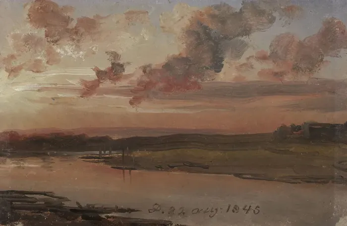 Framed Print : The Elbe in the Evening, 1845. Creator: Johan Christian Dahl Framed Print : The Elbe in the Evening, 1845. Creator: Johan Christian Dahl