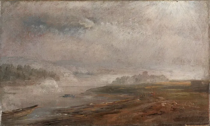 Framed Print : The Elbe on a foggy Morning, 1830. Creator: Dahl, Johan Christian Clausen (1788-1857) Framed Print : The Elbe on a foggy Morning, 1830. Creator: Dahl, Johan Christian Clausen (1788-1857)